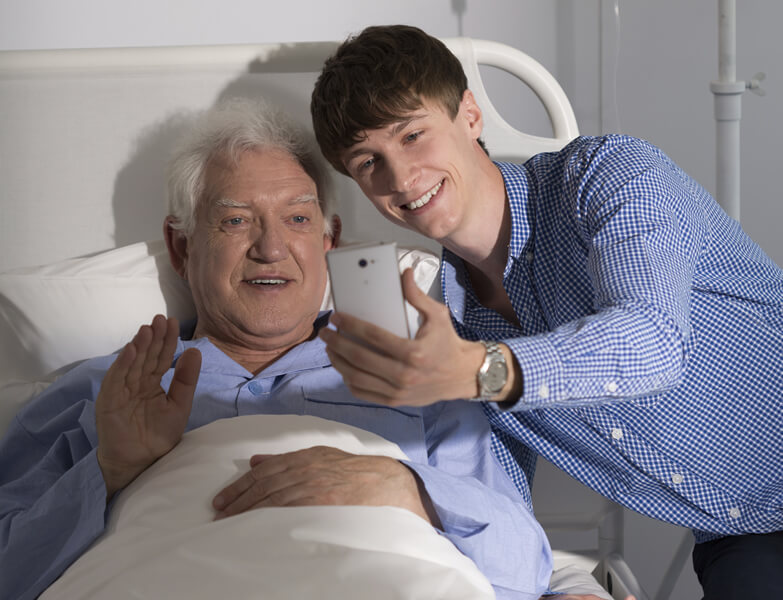old male in a hospital bed